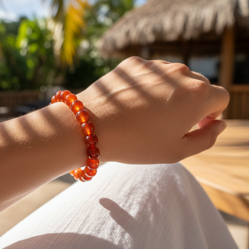 8mm-carnelian-beaded-bracelet