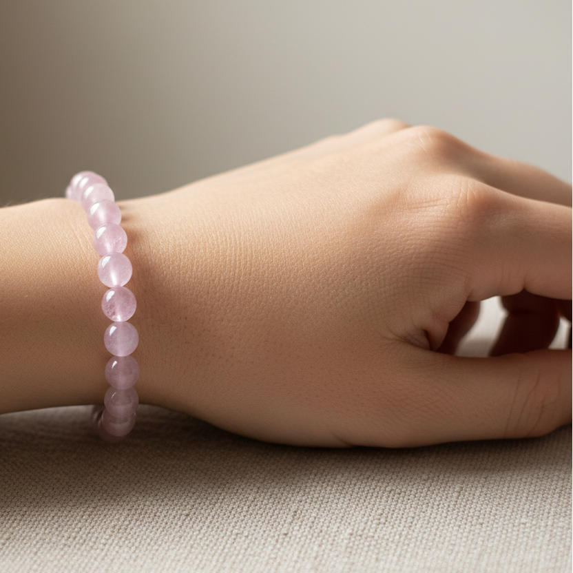 8mm Kunzite beaded bracelet