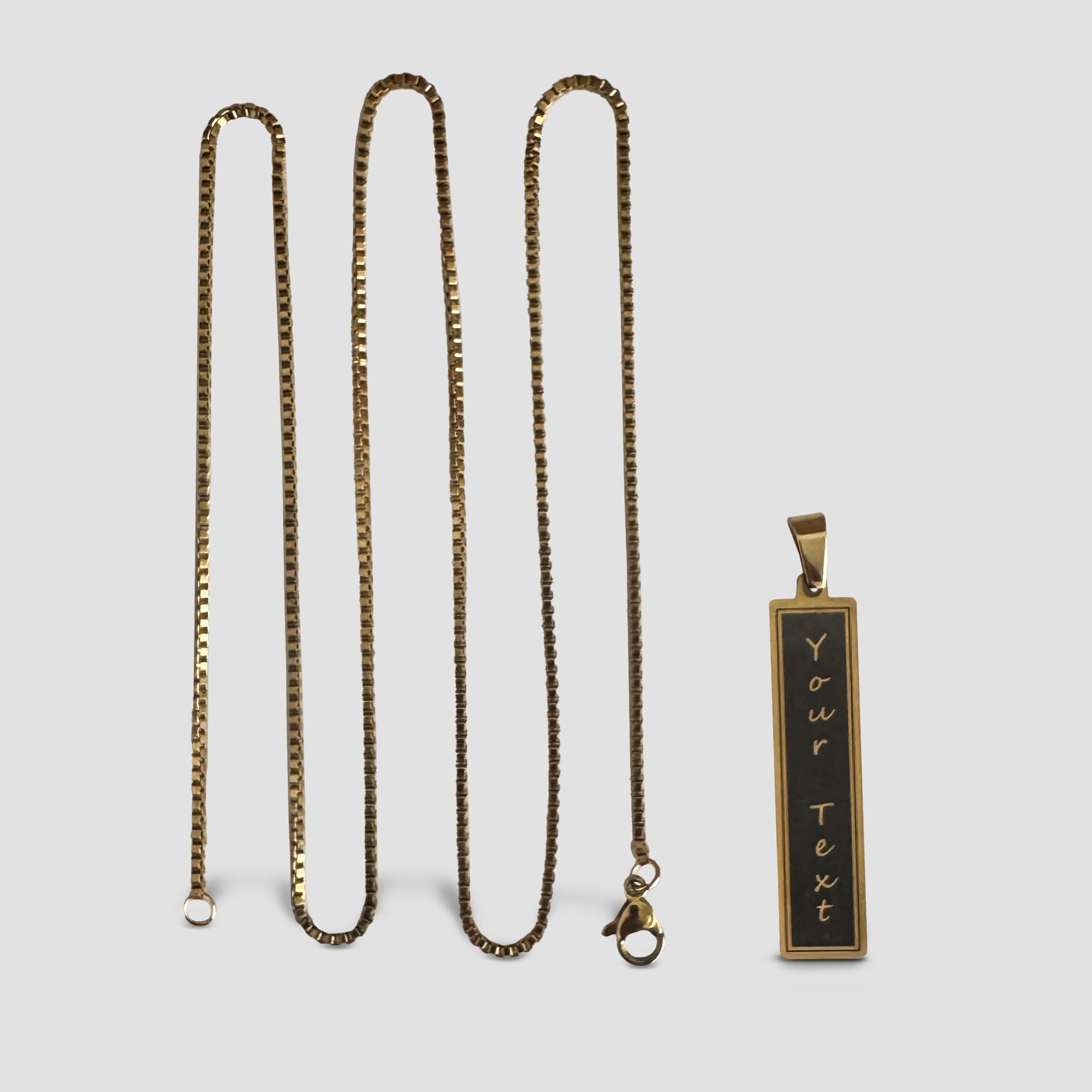 Custom Text - 18k Gold Plated Stainless Steel Box Chain Necklace