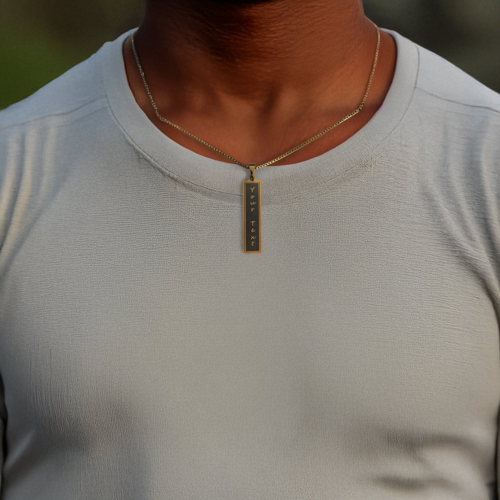 Custom Text - 18k Gold Plated Stainless Steel Box Chain Necklace