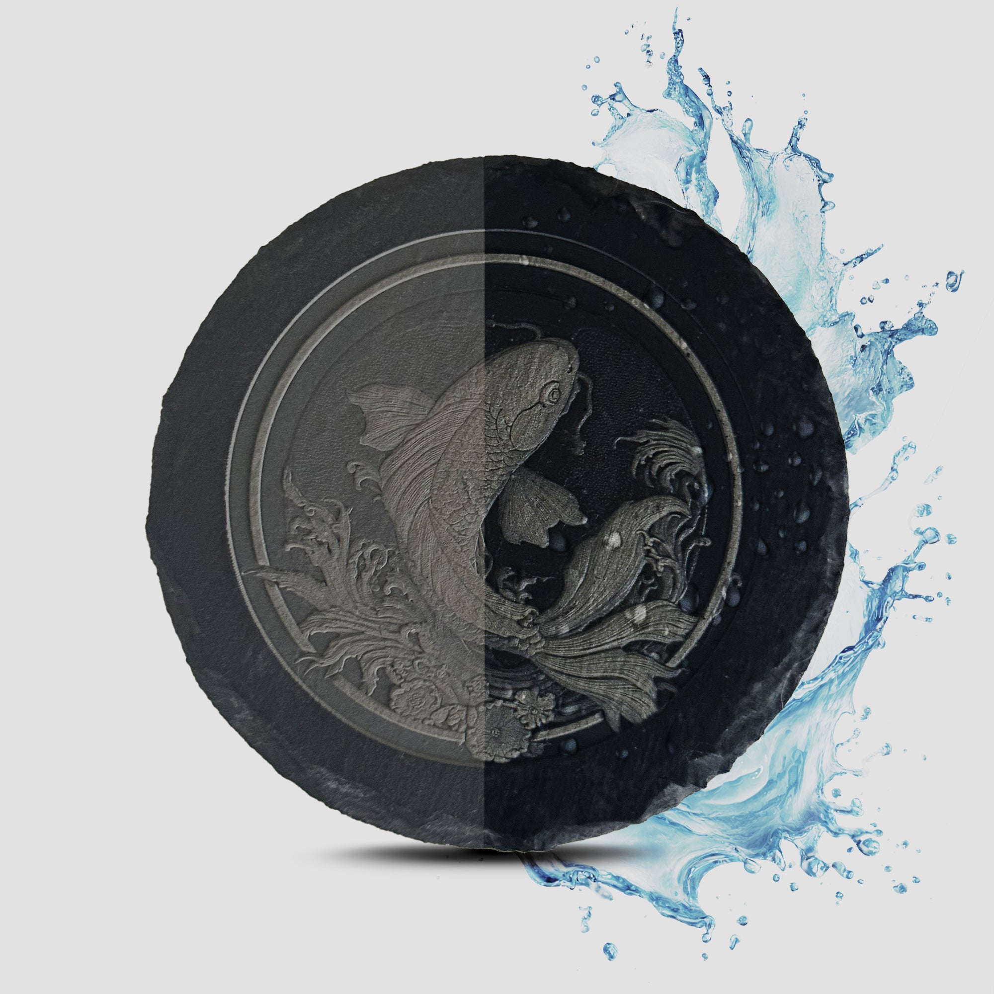 Koi Fish (Sun) - Slate Coaster